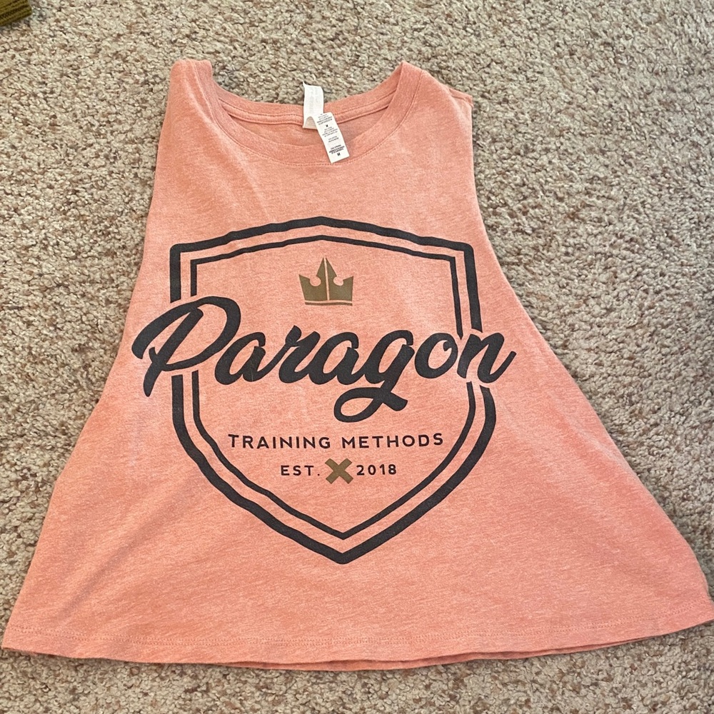 PARAGON Peach Sleeveless Crop Top with Logo